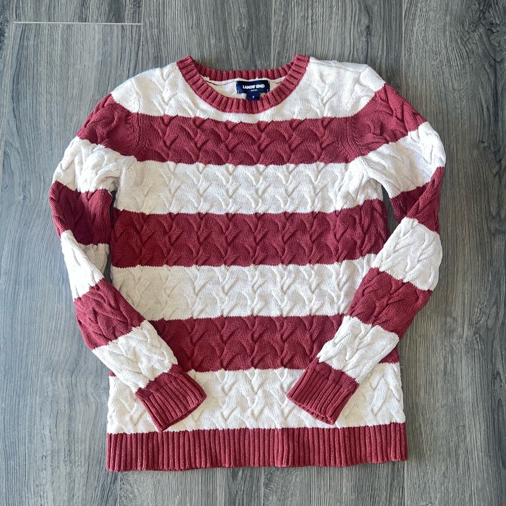Lands End Cable Knit Sweater Womans Size S